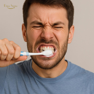 escovação dental com força causando retração gengival e desgaste