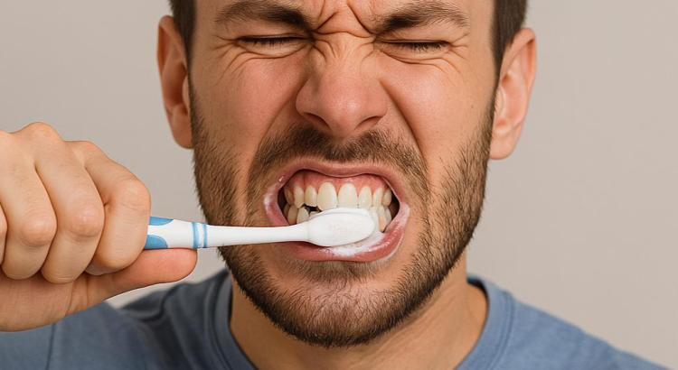 escovação dental com força causando retração gengival e desgaste