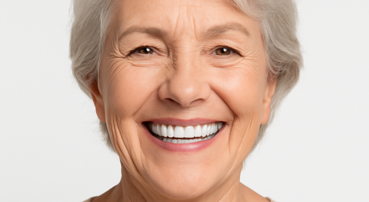paciente sorrindo após rejuvenescimento facial natural com implantes dentários