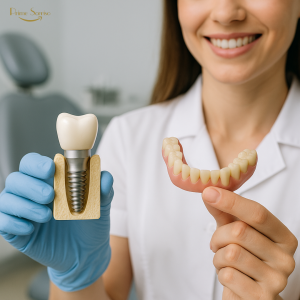 Comparação entre implante dentário e prótese dentária