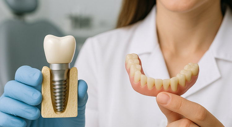 Comparação entre implante dentário e prótese dentária